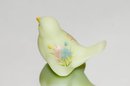 Fenton Yellow Custard Hand Painted And Signed Song Bird With Cosmos Flowers
