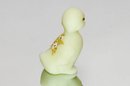 Fenton Yellow Custard Hand Painted And Signed Duckling With White Daisies