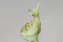 Fenton Yellow Custard Hand Painted And Signed Fawn With White And Pink Flowers