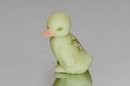 Fenton Yellow Custard Hand Painted And Signed Duckling With White And Pink Daisies