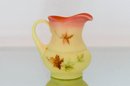 4.5' Fenton Burmese Hand Painted  Pitcher With Leaves