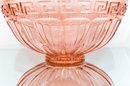 Heisey Greek Key Flamingo Punch Bowl And 17 Cups