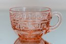 Heisey Greek Key Flamingo Punch Bowl And 17 Cups