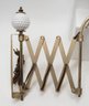 Vintage Brass Extending Scissor Arm Milk Glass Hobnail Wall Lamp