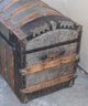 Antique Wichita Trunk Factory Celtic Round Top Tin Riveted Steamer Trunk