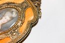 Antique French Bronze And Enamel Mirror From A Dresser Set