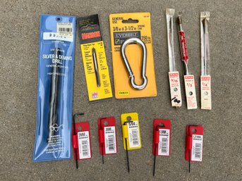 Lot Of New In Package, Allen Wrenches, Wood Drill Bits And Silver And Deming Drill Bit