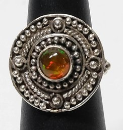 Orange Ethiopian Welo Opal Ring In Sterling Silver Size 6