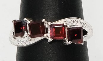 Mozambique Garnet Ring In Sterling Silver Size 7