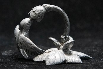 Hand Crafted Pewter Hummingbird With Flower