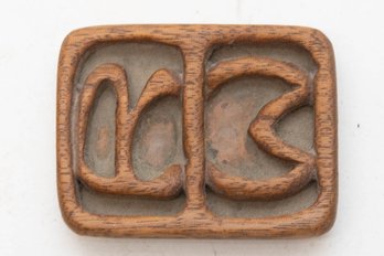 Monogrammed RW Hand Carved Wood Belt Buckle