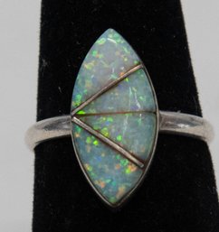 Zuni Silver Opal Inlay Ring Size 7.5