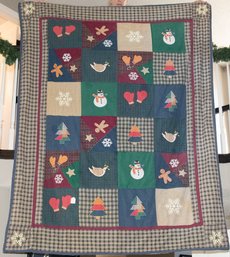 Cotton Twin Size Christmas Quilt And Sham