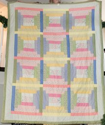 Machine Made Cotton Springtime Flowers Quilt And Sham