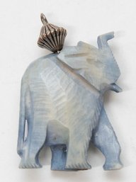 Blue Carved Stone Elephant Pendant