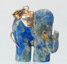 Sterling And Lapis Lazuli Elephant Pendant