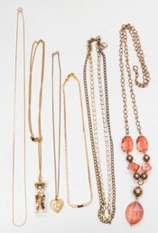 Lot Of Gold Tone Chains And Pendant Necklaces