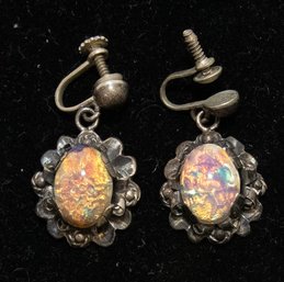 Opal And Sterling Tasco Screwback Earrings