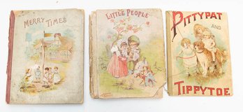 Antique Children's Books Includes Merry Times, Little People And Pittypat And Tippytoe