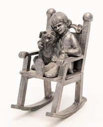 M. Ricker Limited Edition Pewter Ray Boy & Dog In Rocker