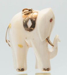 14kT Yellow Gold Carved Elephant Pendant