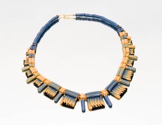 Blue Beaded Statement Necklace
