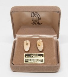 Alaska Gold Nuggets Fossil Walrus Ivory Earrings