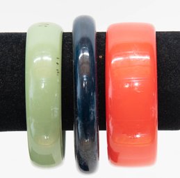 1980s Plastic Red Green And Blue Cuff Bracelets