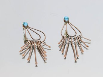 Sterling Turquoise Fringe Dangle Earrings