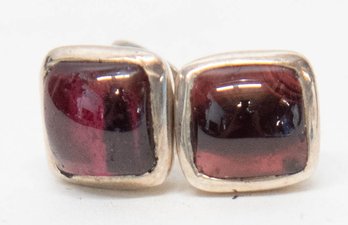 Native American Sterling And Natural Reddish Stone Stud Earrings 2.07g