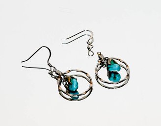 Sterling And Turquoise Natural Stone Earrings