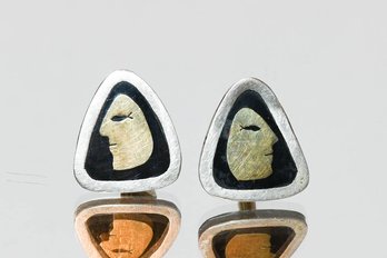 Sterling Silver Cufflinks Featuring A Face