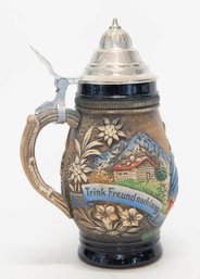 Original Lerchen Handarbeit German Embossed Beer Stein