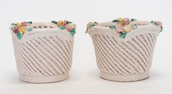 1960s Italian Reticulated Porcelain Baskets