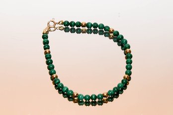 Jade And 14k Gold Bracelet