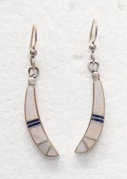 Native American Opal Inlay Sterling Dangle Earrings 5.04g
