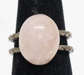 Pink Rose Moonstone Silver Tone Ring Size 7
