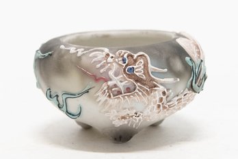 3' Japanese Ceramic Mini Hand Painted Dragon Pot