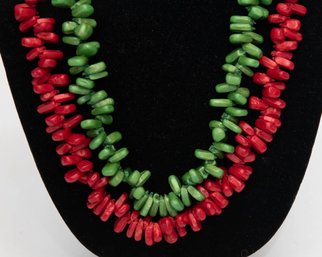 Festive Red And Green Colored Corn Kernels Necklaces