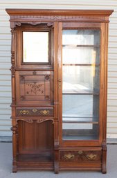 American Late Victorian Walnut And Burl Side By Side Desk Bookcase. Circa 1880- 1890. *Appraised