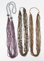 Lot Of 3 Multi Strand Beaded Necklaces