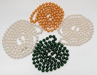 Lot  Of Faux Pearl Green And Gold Beaded Necklaces