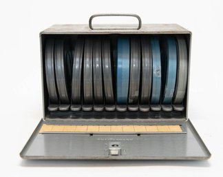 Vintage Brumberger Metal 12 Slot Movie Reel Case