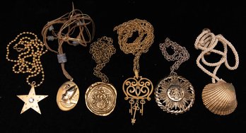 Lot  Of Gold Tone Pendant And Medallion Necklaces