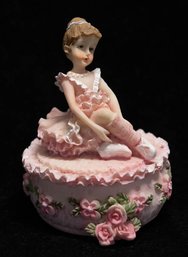 Vintage Ballerina And Roses Trinket Box