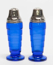 Hazel Atlas Moderntone Cobalt Blue Salt And Pepper Shakers