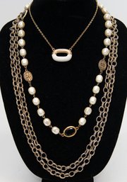 Lot Of Gold Tone Glamour Necklaces