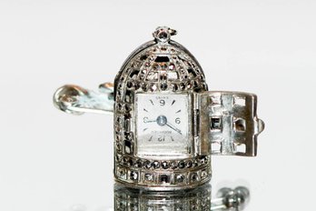 1950s Bucherer Swiss Watch Dangle Brooch