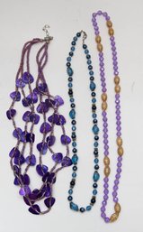 Galaxy Purple And Blue Beaded Necklaces