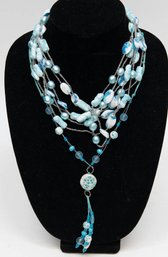 Ocean Blue Beaded Choker And Tassel Necklaces